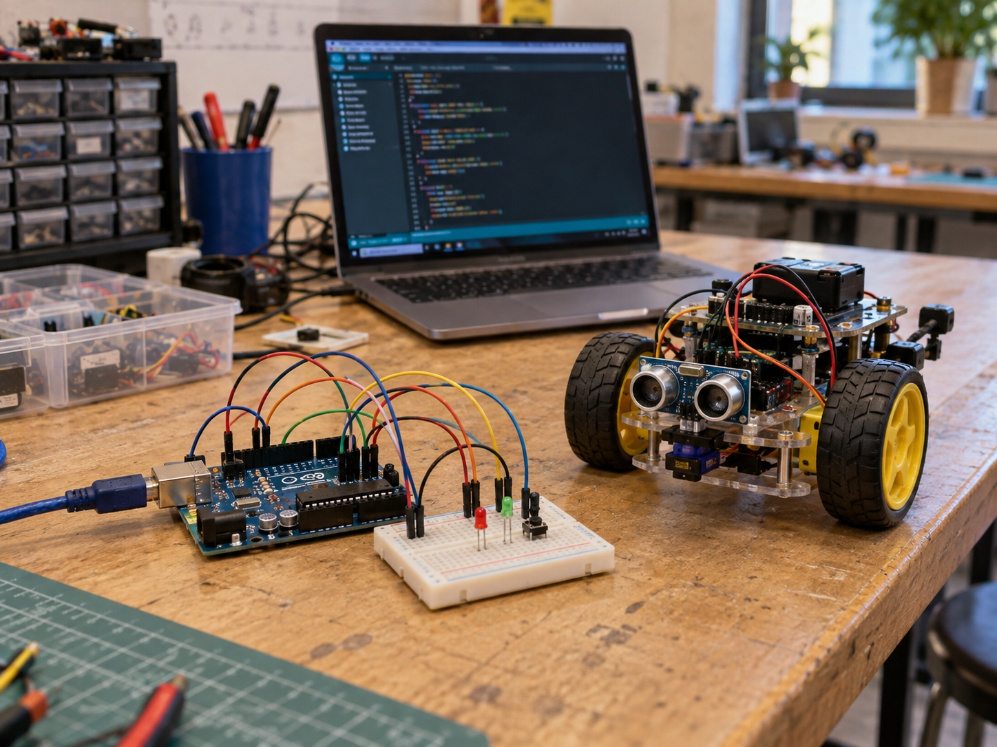 Arduino electronics and a hands-on robotics project
